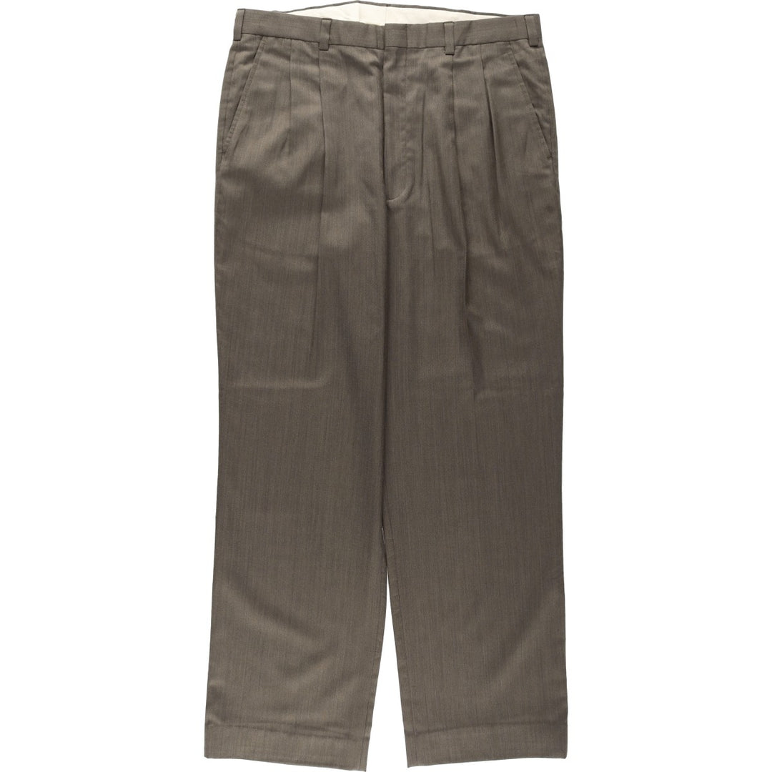 TOWNCRAFT Two-Pleat Slacks Pants, Men's W35 (approx.) polyester brown type Vintage Second Hand