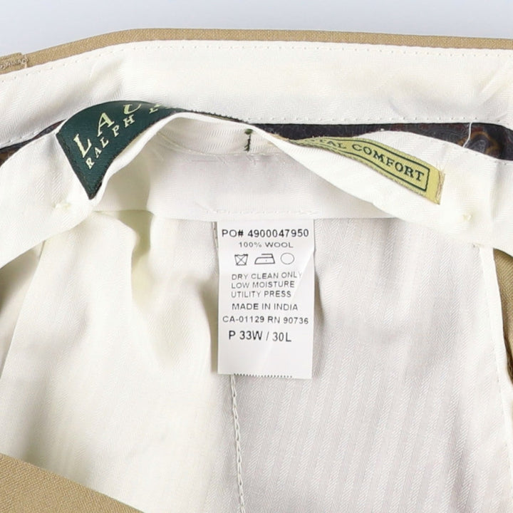 Ralph Lauren LAUREN Wool pants, slacks, men's, W34 equivalent wool Beige type Vintage Second Hand