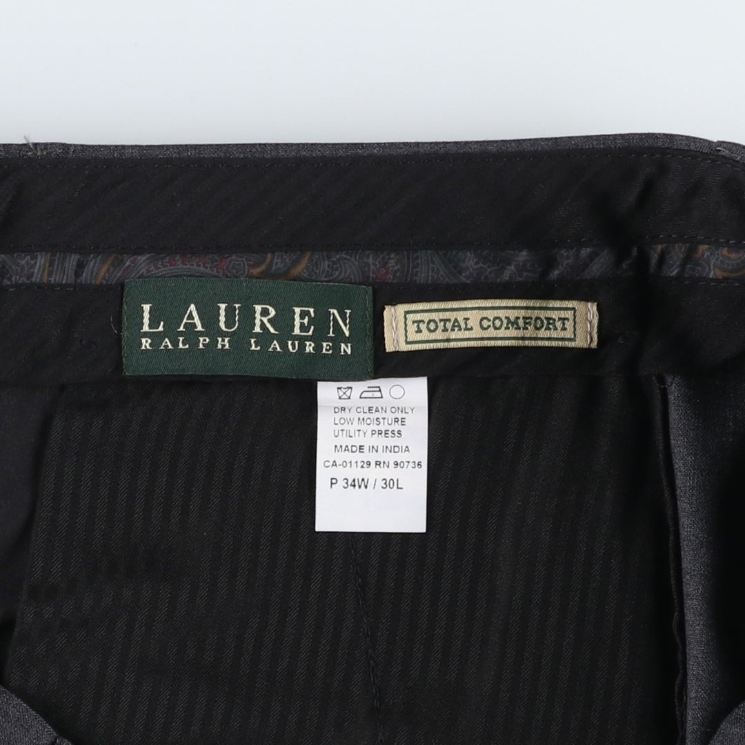 Ralph Lauren LAUREN wool trousers/slacks for men, size W35 (approx.) wool Charcoal Vintage Second Hand