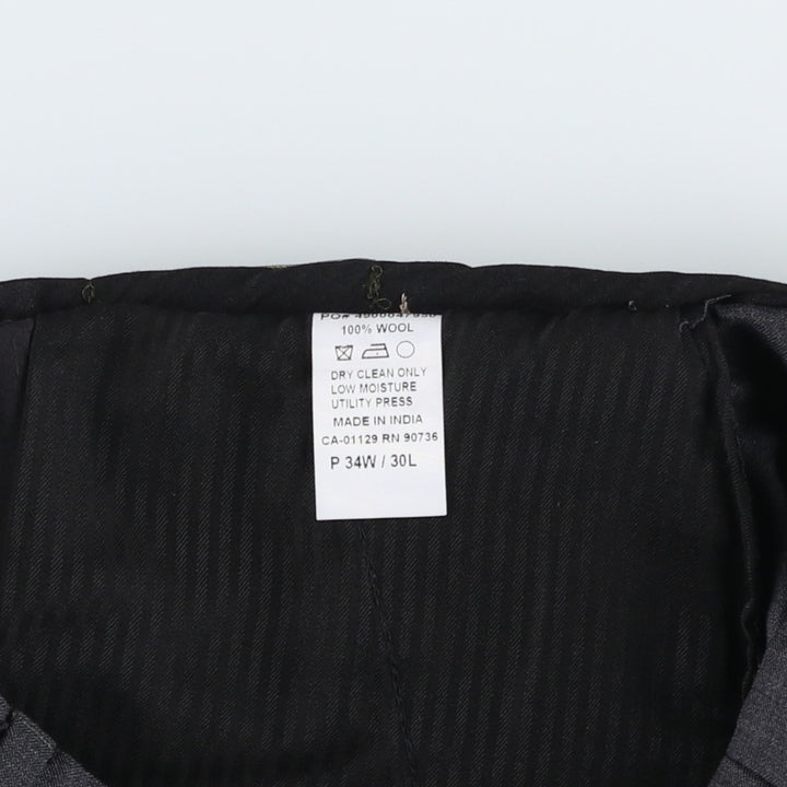 Ralph Lauren LAUREN wool trousers/slacks for men, size W35 (approx.) wool Charcoal Vintage Second Hand