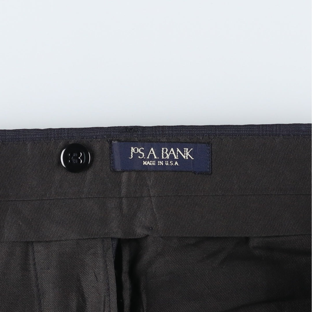 JOS.A.BANK Glen Plaid Two-Pleat Wool Pants, Made in USA, Men's Size W34 (approx.), Vintage wool Charcoal Vintage Second Hand