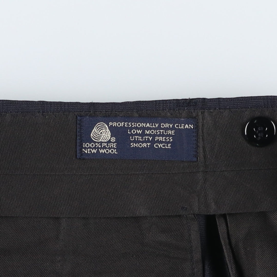 JOS.A.BANK Glen Plaid Two-Pleat Wool Pants, Made in USA, Men's Size W34 (approx.), Vintage wool Charcoal Vintage Second Hand