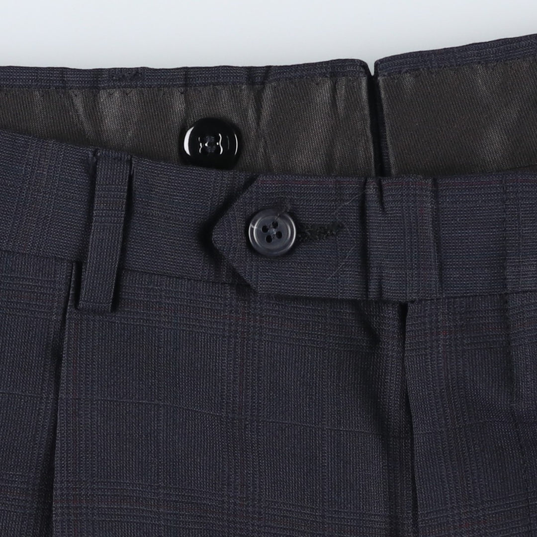 JOS.A.BANK Glen Plaid Two-Pleat Wool Pants, Made in USA, Men's Size W34 (approx.), Vintage wool Charcoal Vintage Second Hand