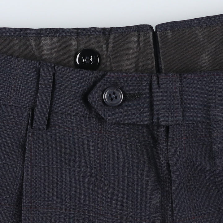 JOS.A.BANK Glen Plaid Two-Pleat Wool Pants, Made in USA, Men's Size W34 (approx.), Vintage wool Charcoal Vintage Second Hand