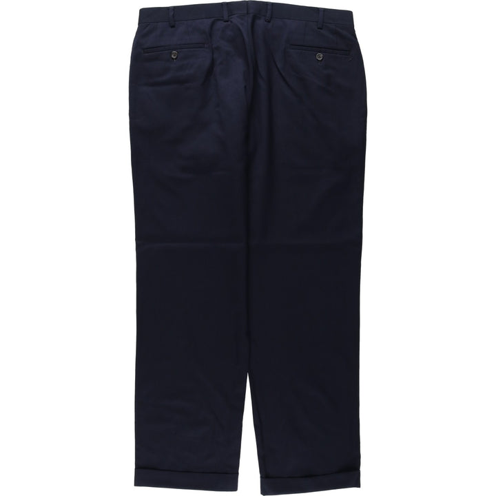 Ralph Lauren LAUREN Two-pleat slacks for men, size W37 (approx.) polyester navy blue type Vintage Second Hand