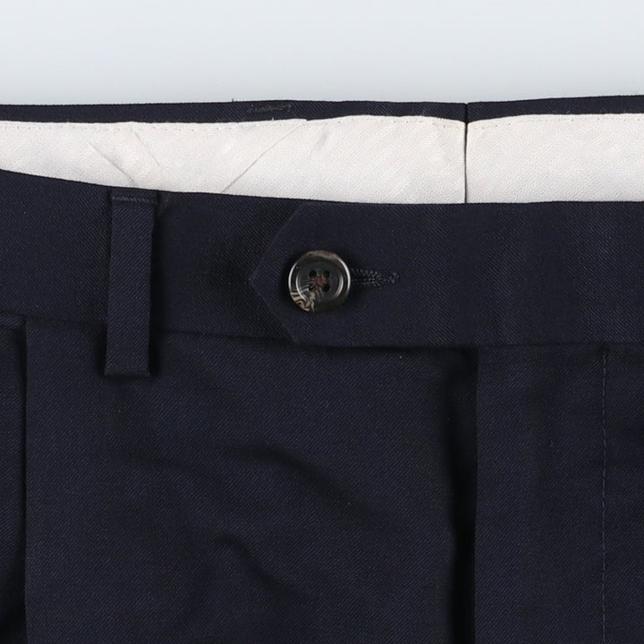 Ralph Lauren LAUREN Two-pleat slacks for men, size W37 (approx.) polyester navy blue type Vintage Second Hand