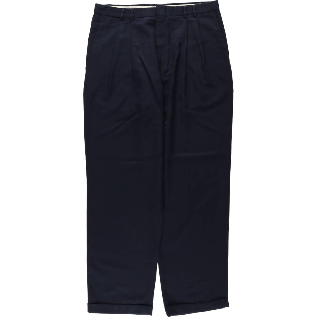 Dockers Dress Slacks, two-pleat slacks, men's size W36 (approx.) polyester navy blue type Vintage Second Hand