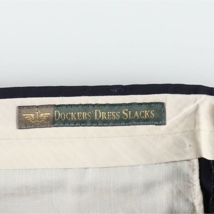 Dockers Dress Slacks, two-pleat slacks, men's size W36 (approx.) polyester navy blue type Vintage Second Hand