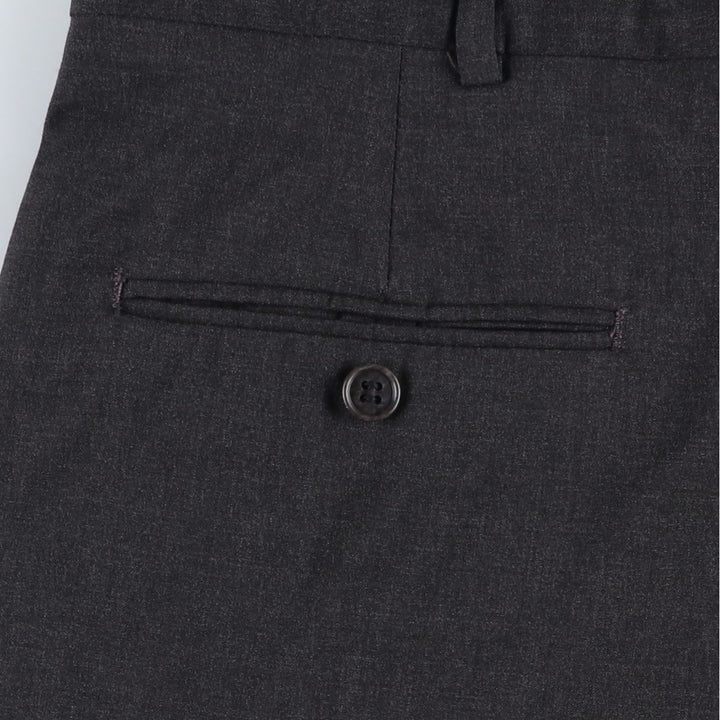 80s-90'S Lands' End Two-Pleat Wool Trousers, Made in USA, Men's Size W34 (approx.), Vintage wool Charcoal Vintage Second Hand