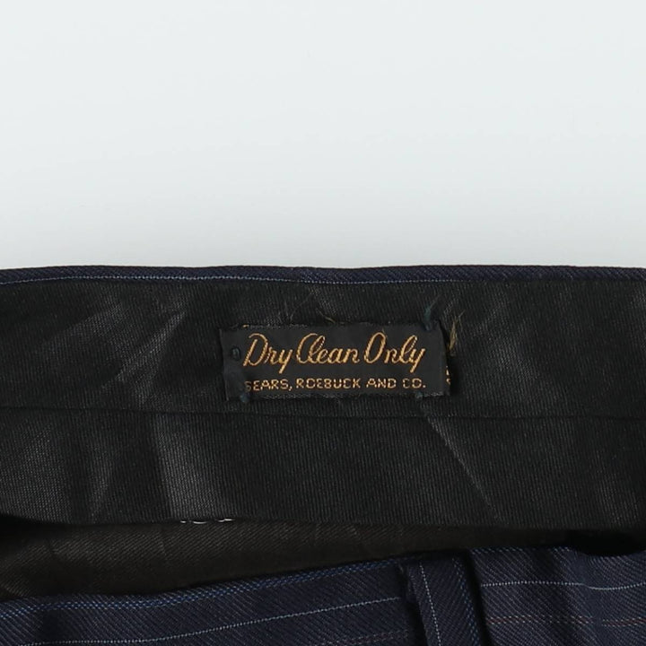 ~90'S Sears Stripe Pattern Slacks Pants Men's W34 (approx.) Vintage unclear navy blue type Vintage Second Hand