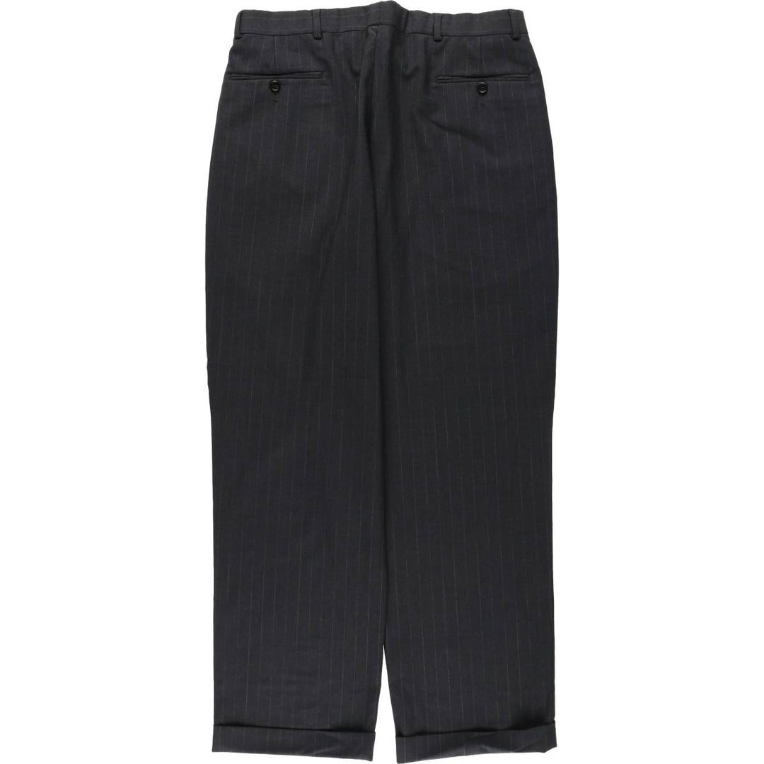 Brooks Brothers 346 Stripe Pattern Two-Pleat Wool Trousers, Men's Size W34 (approx.) wool Charcoal Vintage Second Hand