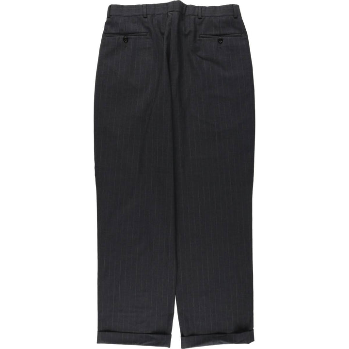 Brooks Brothers 346 Stripe Pattern Two-Pleat Wool Trousers, Men's Size W34 (approx.) wool Charcoal Vintage Second Hand