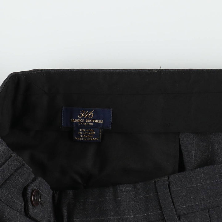 Brooks Brothers 346 Stripe Pattern Two-Pleat Wool Trousers, Men's Size W34 (approx.) wool Charcoal Vintage Second Hand