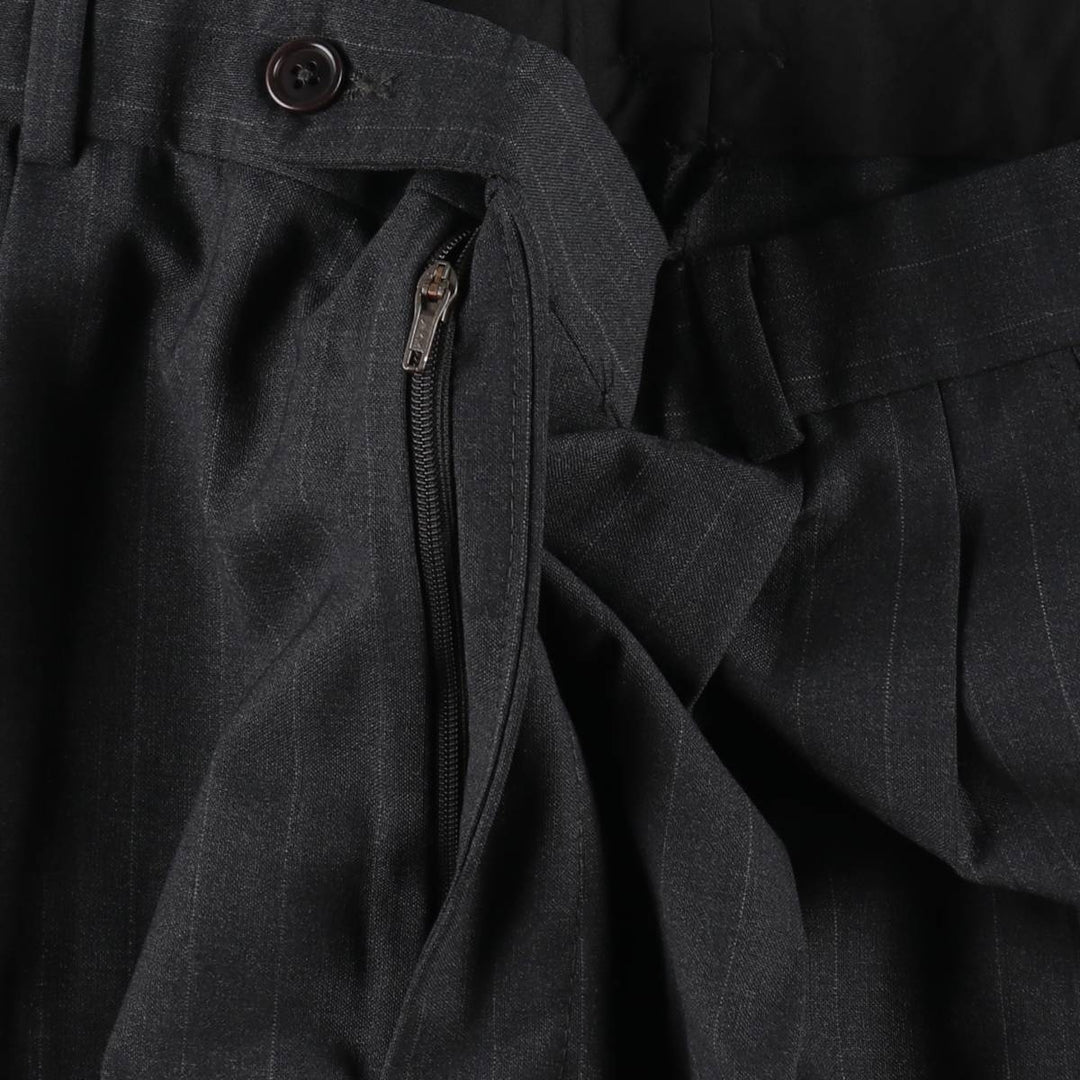 Brooks Brothers 346 Stripe Pattern Two-Pleat Wool Trousers, Men's Size W34 (approx.) wool Charcoal Vintage Second Hand
