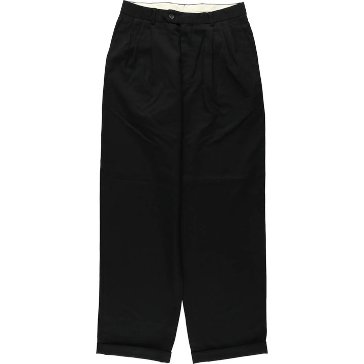 PAUL DIONE Three-Pleat Wool Trousers, Made in Canada, Men's Size W30 (approx.), Vintage wool black type Vintage Second Hand