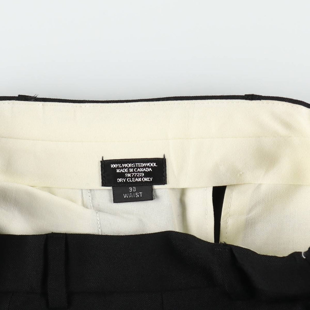 PAUL DIONE Three-Pleat Wool Trousers, Made in Canada, Men's Size W30 (approx.), Vintage wool black type Vintage Second Hand