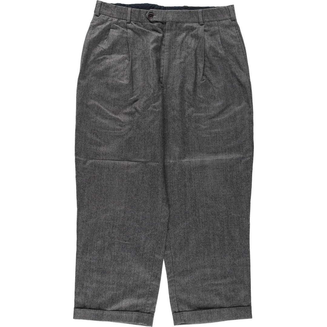 Brooks Brothers 346 Check Pattern Houndstooth Pattern Two-Pleat Wool Trousers Slacks Men's W34 (approx.) wool Charcoal Vintage Second Hand