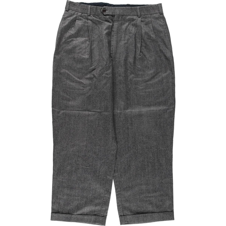 Brooks Brothers 346 Check Pattern Houndstooth Pattern Two-Pleat Wool Trousers Slacks Men's W34 (approx.) wool Charcoal Vintage Second Hand