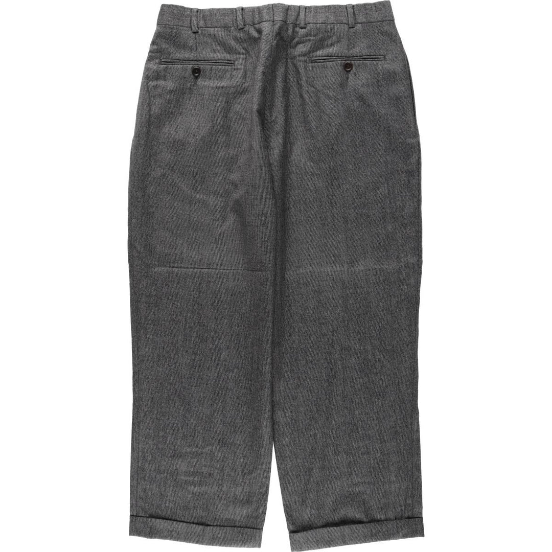 Brooks Brothers 346 Check Pattern Houndstooth Pattern Two-Pleat Wool Trousers Slacks Men's W34 (approx.) wool Charcoal Vintage Second Hand