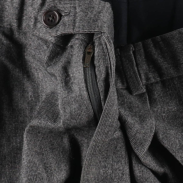 Brooks Brothers 346 Check Pattern Houndstooth Pattern Two-Pleat Wool Trousers Slacks Men's W34 (approx.) wool Charcoal Vintage Second Hand