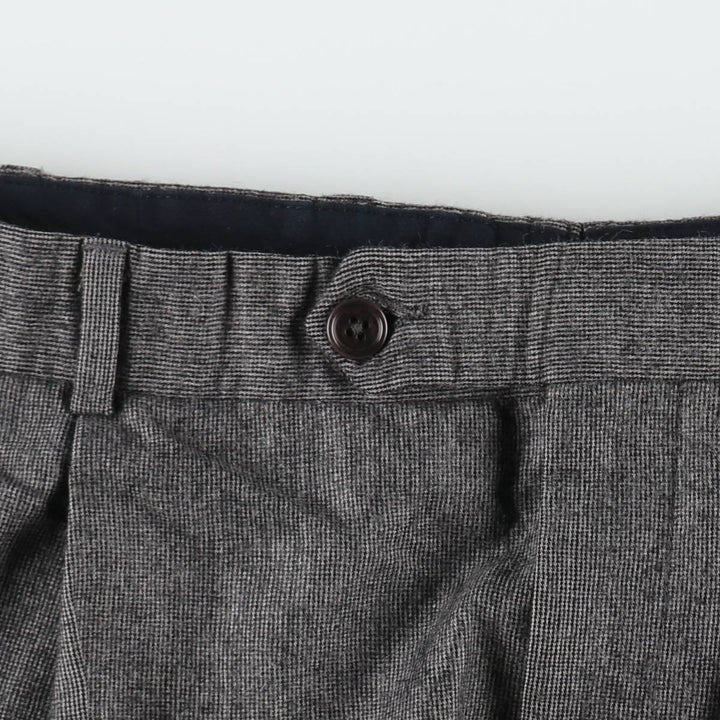 Brooks Brothers 346 Check Pattern Houndstooth Pattern Two-Pleat Wool Trousers Slacks Men's W34 (approx.) wool Charcoal Vintage Second Hand