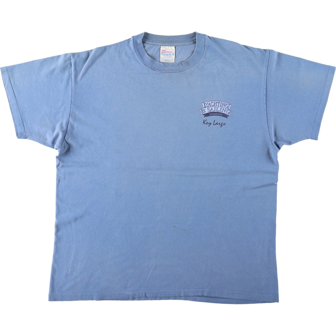 90'S Hanes BEEFY-T Printed T-shirt Made in USA Men's XL Vintage cotton Blue type light blue Vintage Second Hand