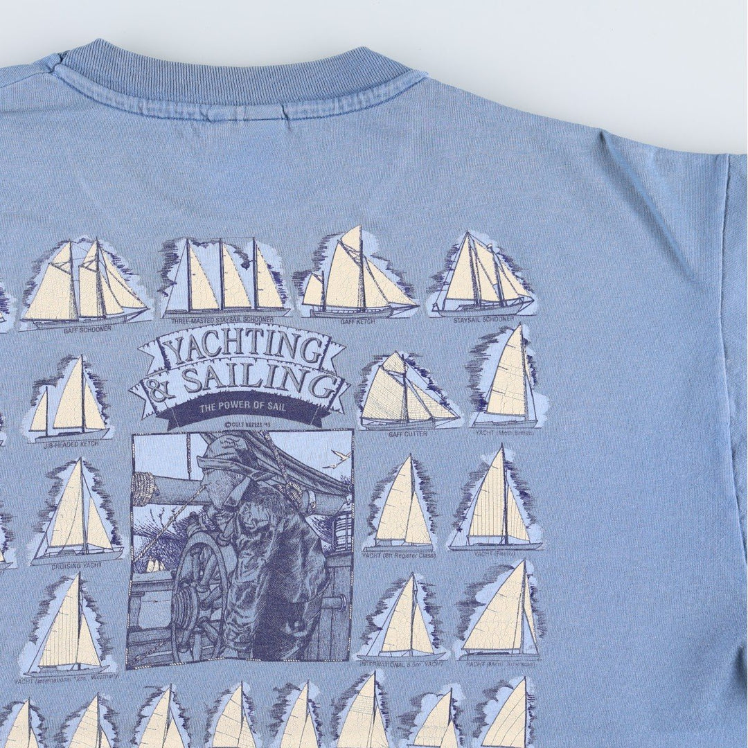 90'S Hanes BEEFY-T Printed T-shirt Made in USA Men's XL Vintage cotton Blue type light blue Vintage Second Hand