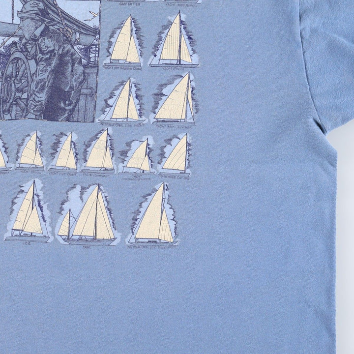 90'S Hanes BEEFY-T Printed T-shirt Made in USA Men's XL Vintage cotton Blue type light blue Vintage Second Hand