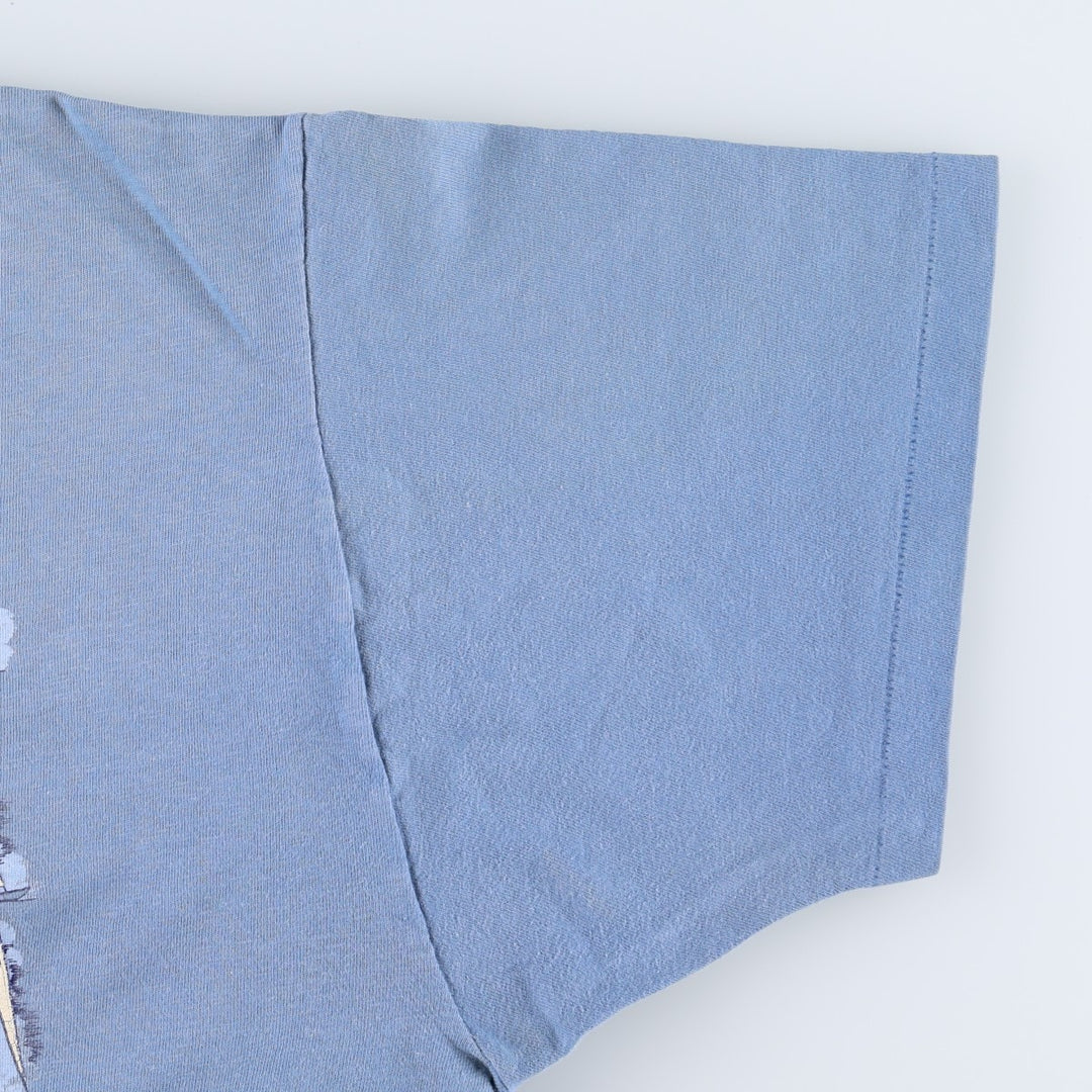 90'S Hanes BEEFY-T Printed T-shirt Made in USA Men's XL Vintage cotton Blue type light blue Vintage Second Hand