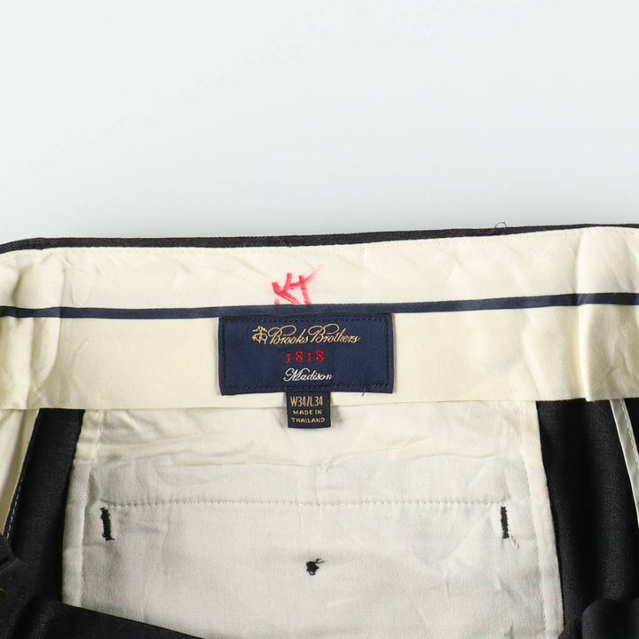 Brooks Brothers 1818 Madison Two-Pleat Wool Trousers, Men's Size W34 (approx.) wool Charcoal Vintage Second Hand