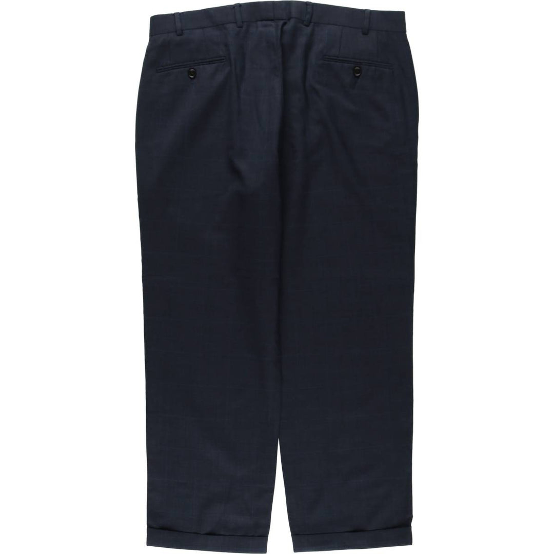 Ralph Lauren LAUREN Check Pattern Wool Pants Slacks Men's W38 (approx.) wool navy blue type Vintage Second Hand