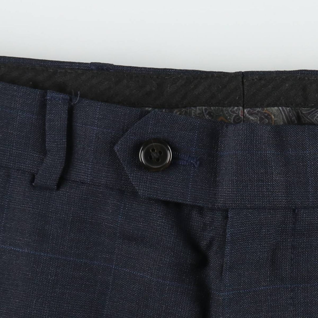 Ralph Lauren LAUREN Check Pattern Wool Pants Slacks Men's W38 (approx.) wool navy blue type Vintage Second Hand