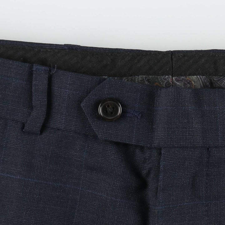 Ralph Lauren LAUREN Check Pattern Wool Pants Slacks Men's W38 (approx.) wool navy blue type Vintage Second Hand