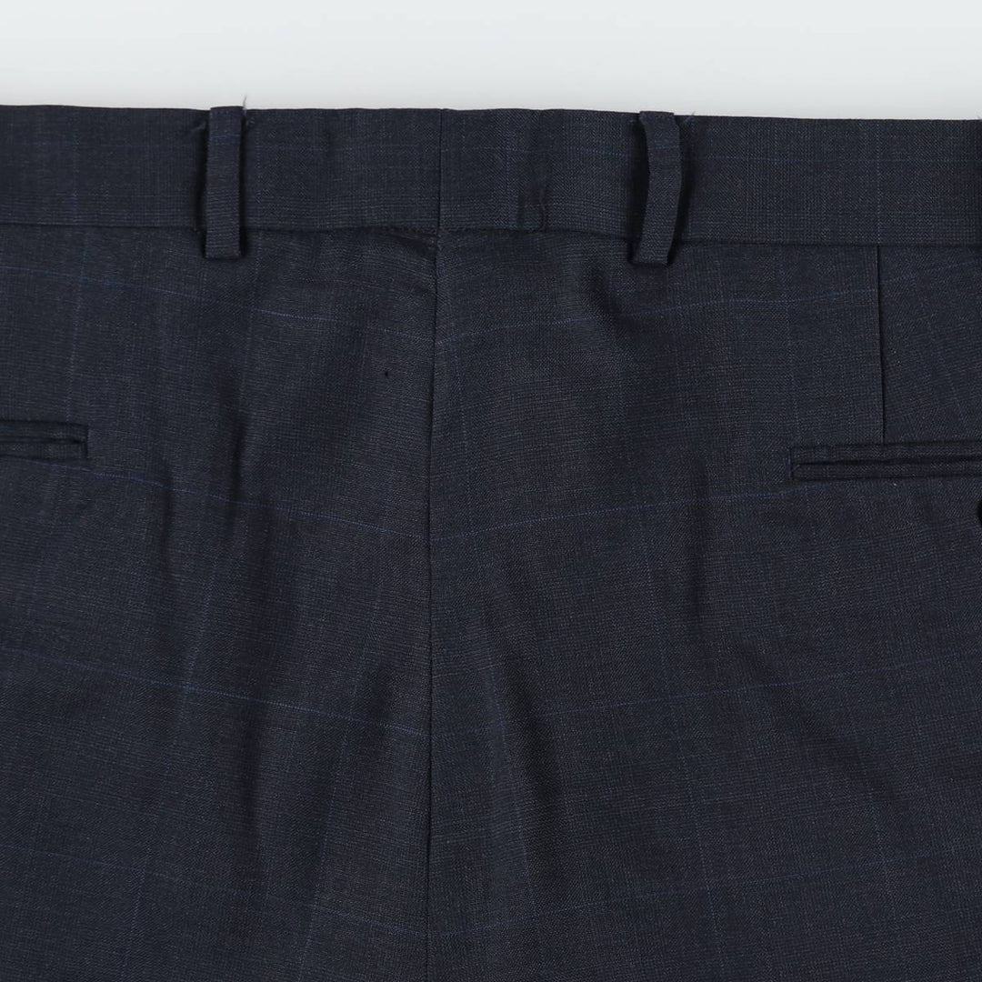 Ralph Lauren LAUREN Check Pattern Wool Pants Slacks Men's W38 (approx.) wool navy blue type Vintage Second Hand
