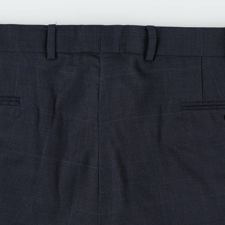 Ralph Lauren LAUREN Check Pattern Wool Pants Slacks Men's W38 (approx.) wool navy blue type Vintage Second Hand