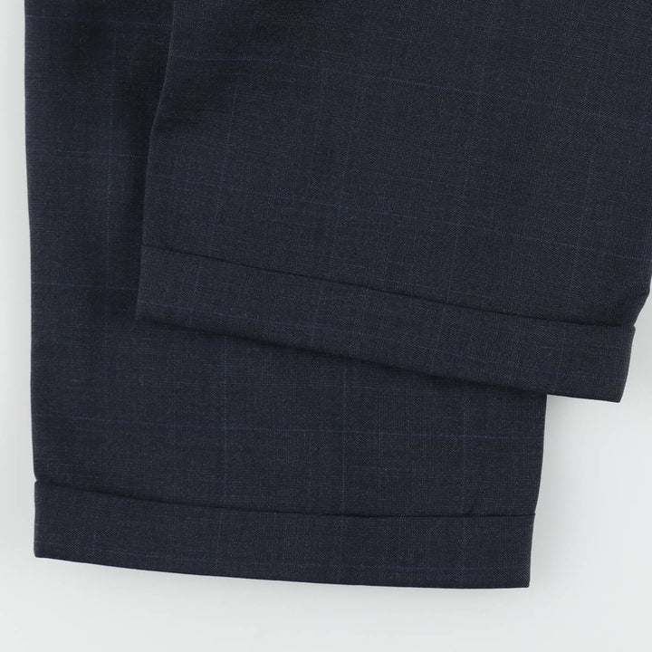 Ralph Lauren LAUREN Check Pattern Wool Pants Slacks Men's W38 (approx.) wool navy blue type Vintage Second Hand