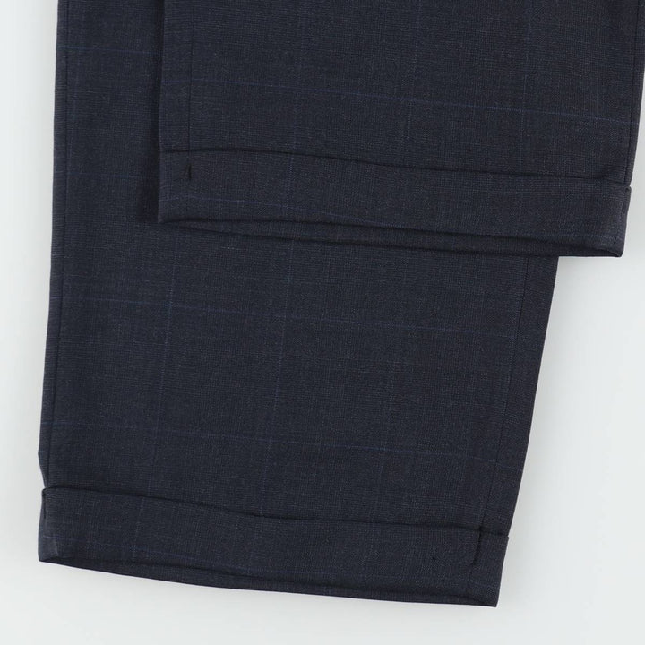 Ralph Lauren LAUREN Check Pattern Wool Pants Slacks Men's W38 (approx.) wool navy blue type Vintage Second Hand
