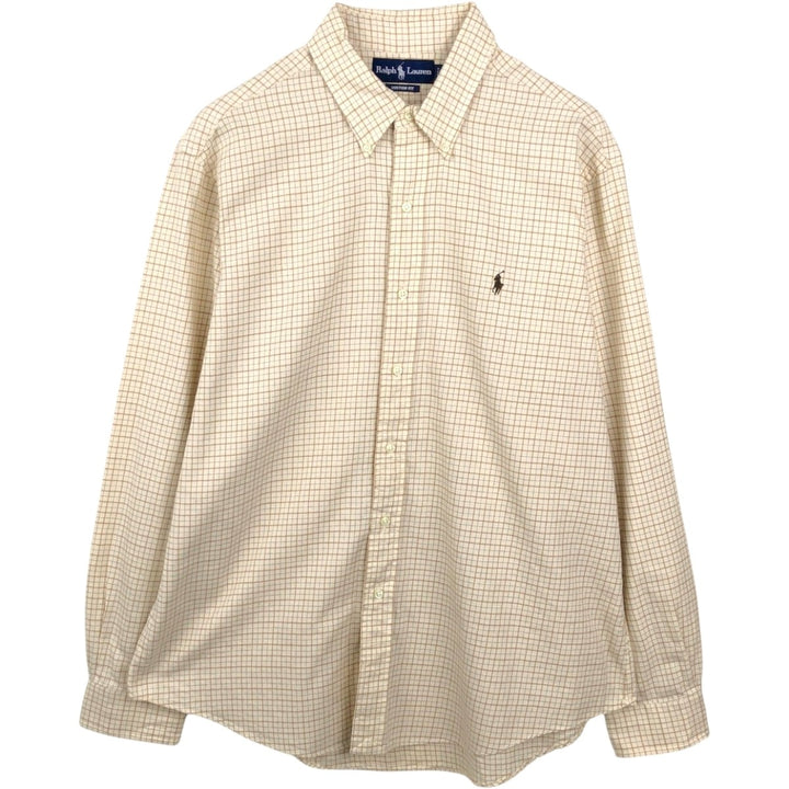 Ralph Lauren CUSTOM FIT long sleeve button down check shirt men's XL size cotton Beige type Vintage Second Hand