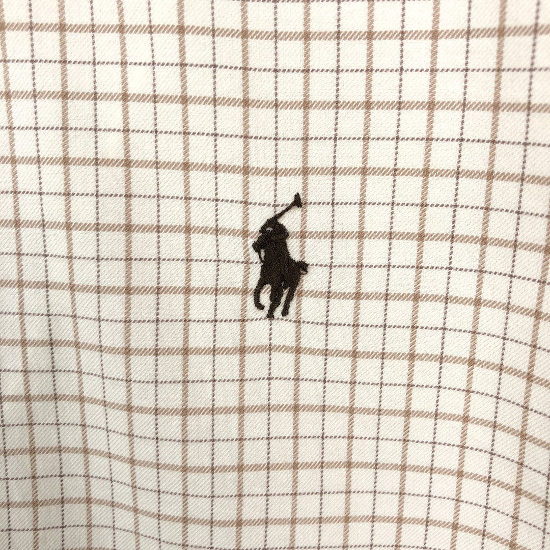 Ralph Lauren CUSTOM FIT long sleeve button down check shirt men's XL size cotton Beige type Vintage Second Hand