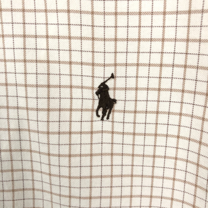 Ralph Lauren CUSTOM FIT long sleeve button down check shirt men's XL size cotton Beige type Vintage Second Hand