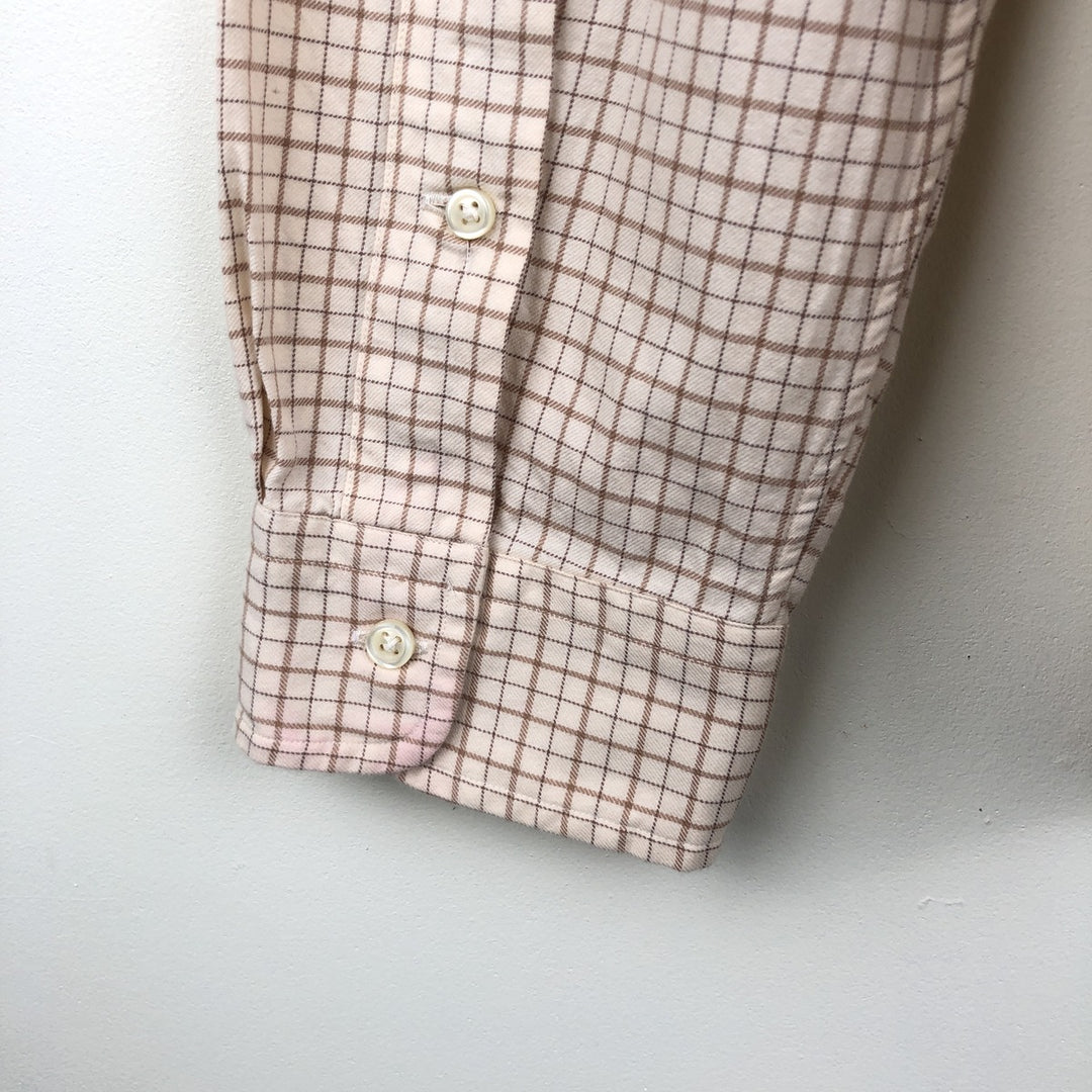 Ralph Lauren CUSTOM FIT long sleeve button down check shirt men's XL size cotton Beige type Vintage Second Hand