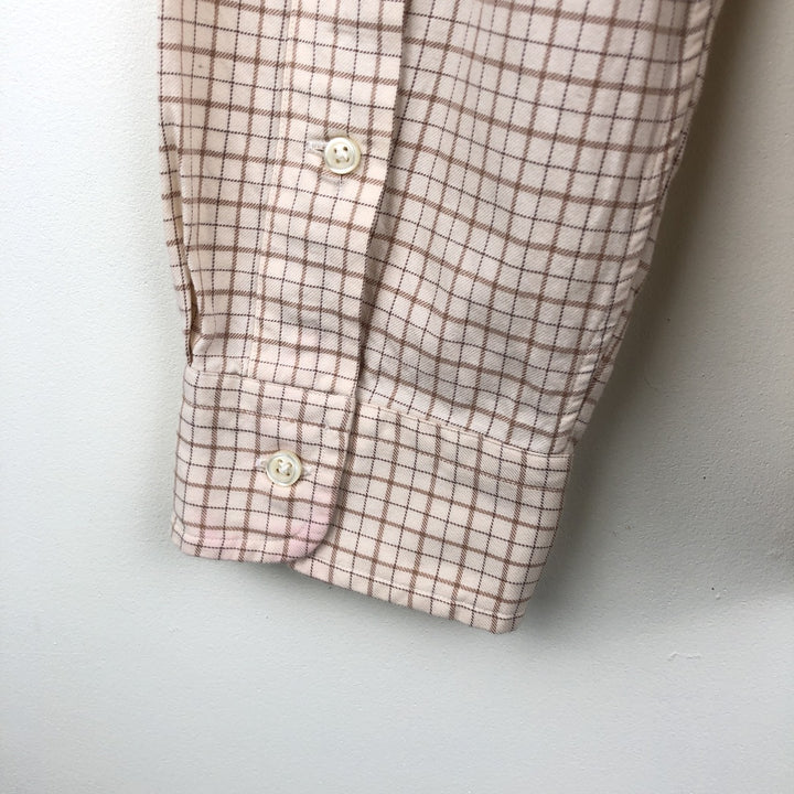 Ralph Lauren CUSTOM FIT long sleeve button down check shirt men's XL size cotton Beige type Vintage Second Hand