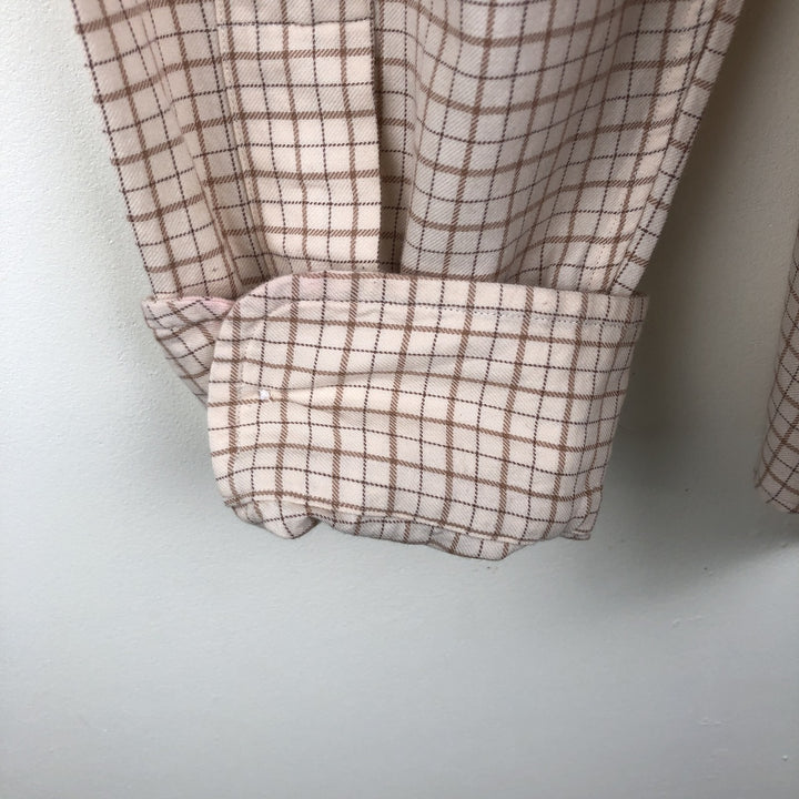 Ralph Lauren CUSTOM FIT long sleeve button down check shirt men's XL size cotton Beige type Vintage Second Hand
