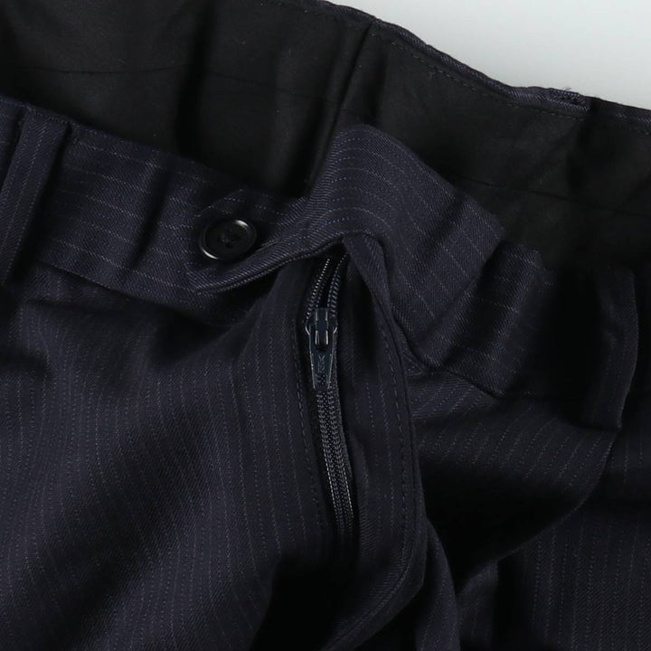 Brooks Brothers 346 Two-Pleat Stripe Pattern Wool Trousers, Men's Size W34 (approx.) wool navy blue type Vintage Second Hand