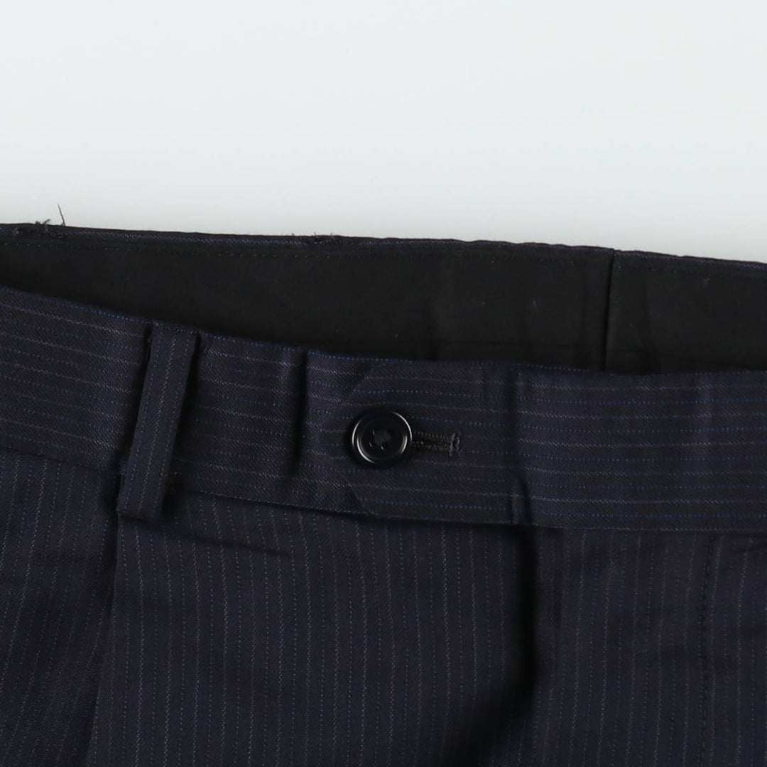Brooks Brothers 346 Two-Pleat Stripe Pattern Wool Trousers, Men's Size W34 (approx.) wool navy blue type Vintage Second Hand