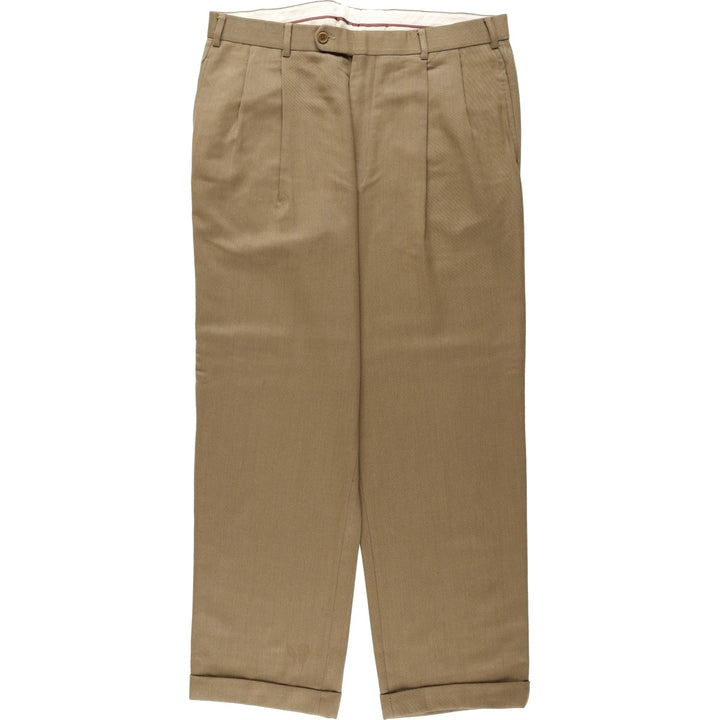 Brooks Brothers two-pleat wool trousers, made in Canada, men's size W36 (approx.). wool beige type brown Vintage Second Hand