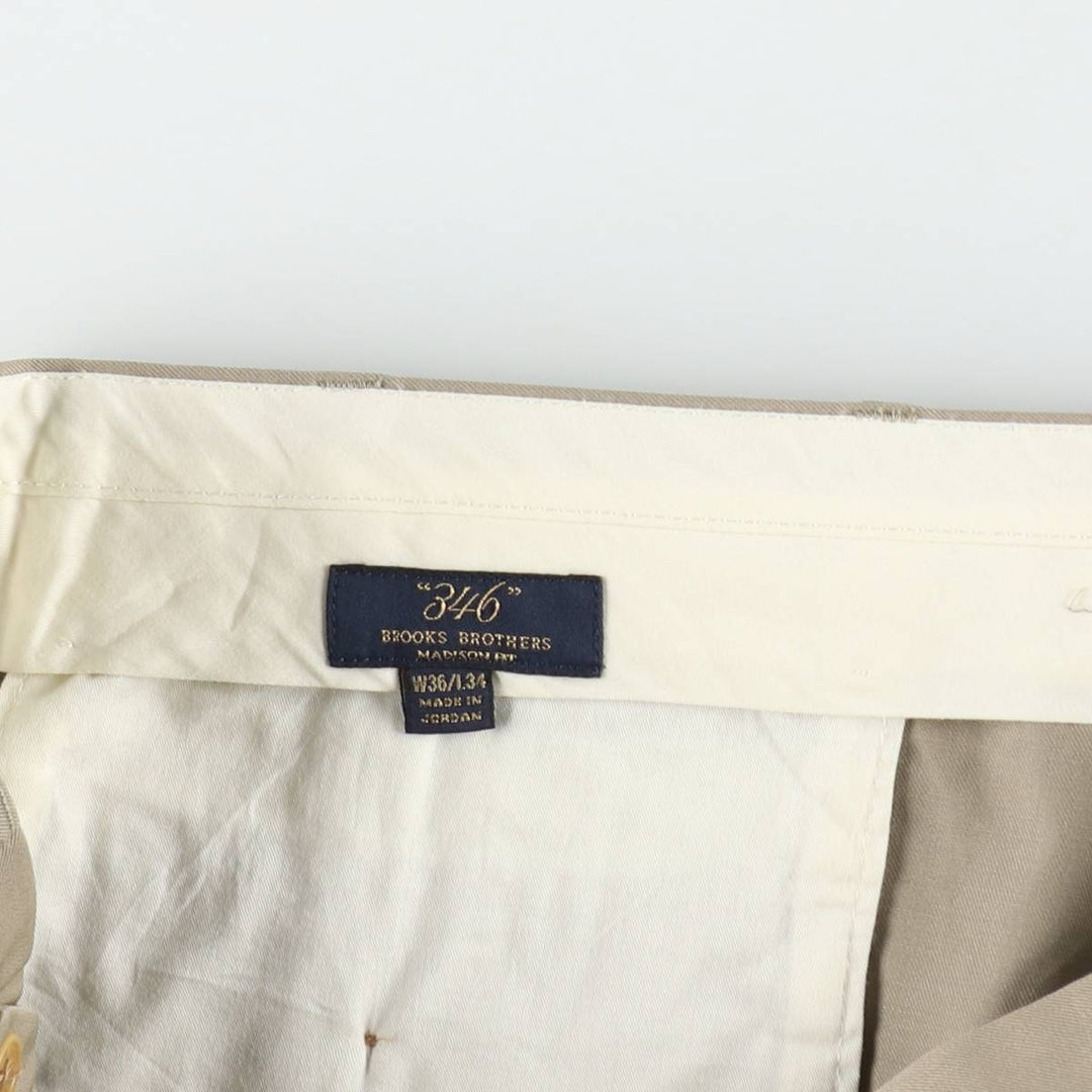 Brooks Brothers 346 Wool Pants, Men's Size W37 (approx.) wool Khaki type beige Vintage Second Hand