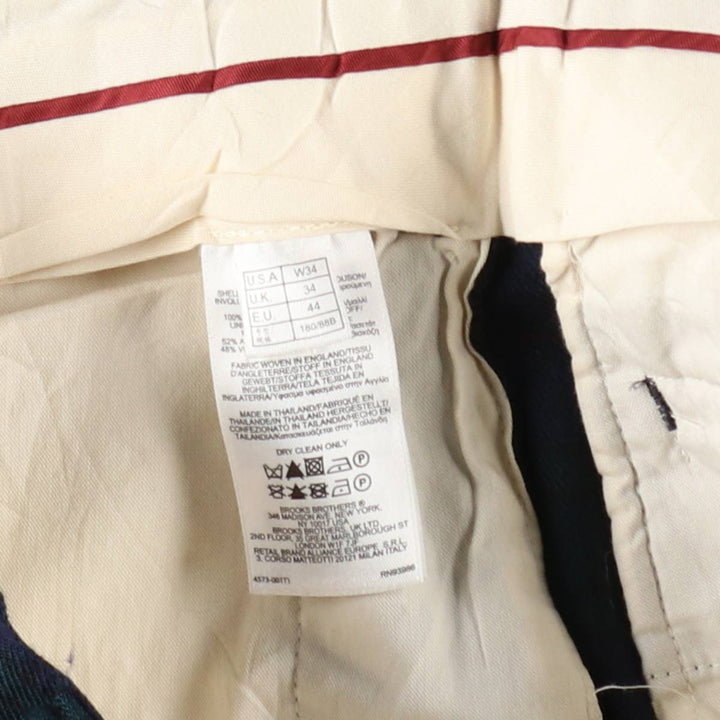 Brooks Brothers Madison Check Pattern Wool Pants Slacks Men's W34 (approx.) wool navy blue type Vintage Second Hand