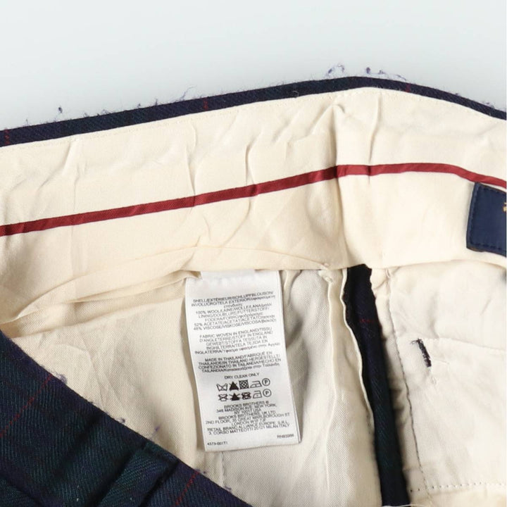 Brooks Brothers Madison Check Pattern Wool Pants Slacks Men's W34 (approx.) wool navy blue type Vintage Second Hand