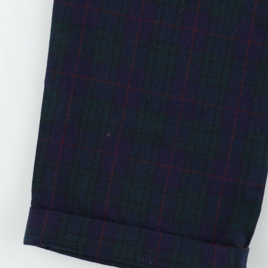 Brooks Brothers Madison Check Pattern Wool Pants Slacks Men's W34 (approx.) wool navy blue type Vintage Second Hand